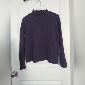 💜 Bobbie Brooks Purple Ribbed Mock Neck Top Size Medium